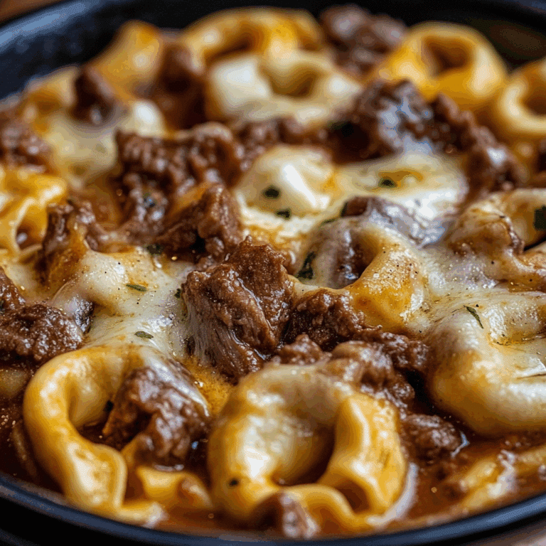 Cheesesteak Tortellini in Rich Provolone Sauce