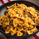 Cheesy Beef Bowtie Pasta