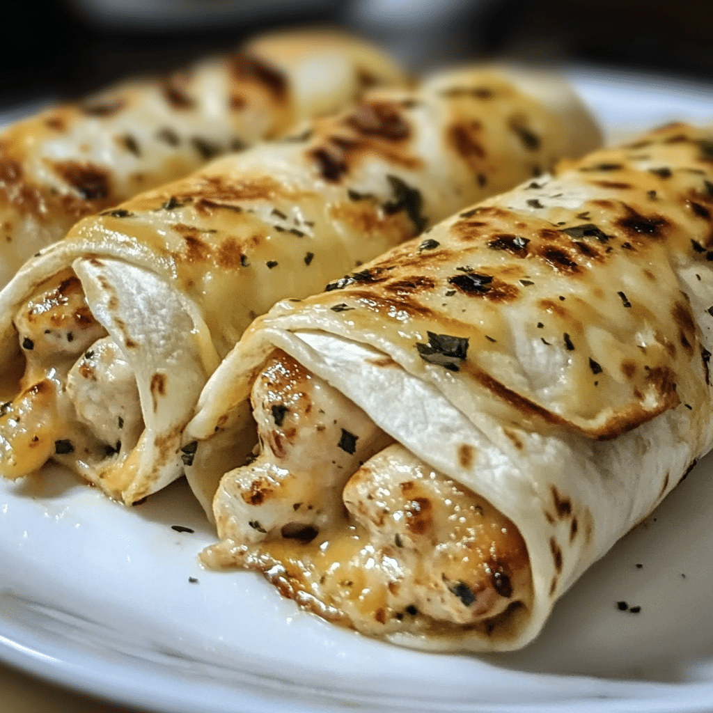 Cheesy Garlic Chicken Wraps