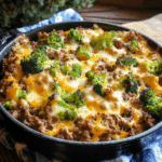 Cheesy Ground Beef and Broccoli Casserole