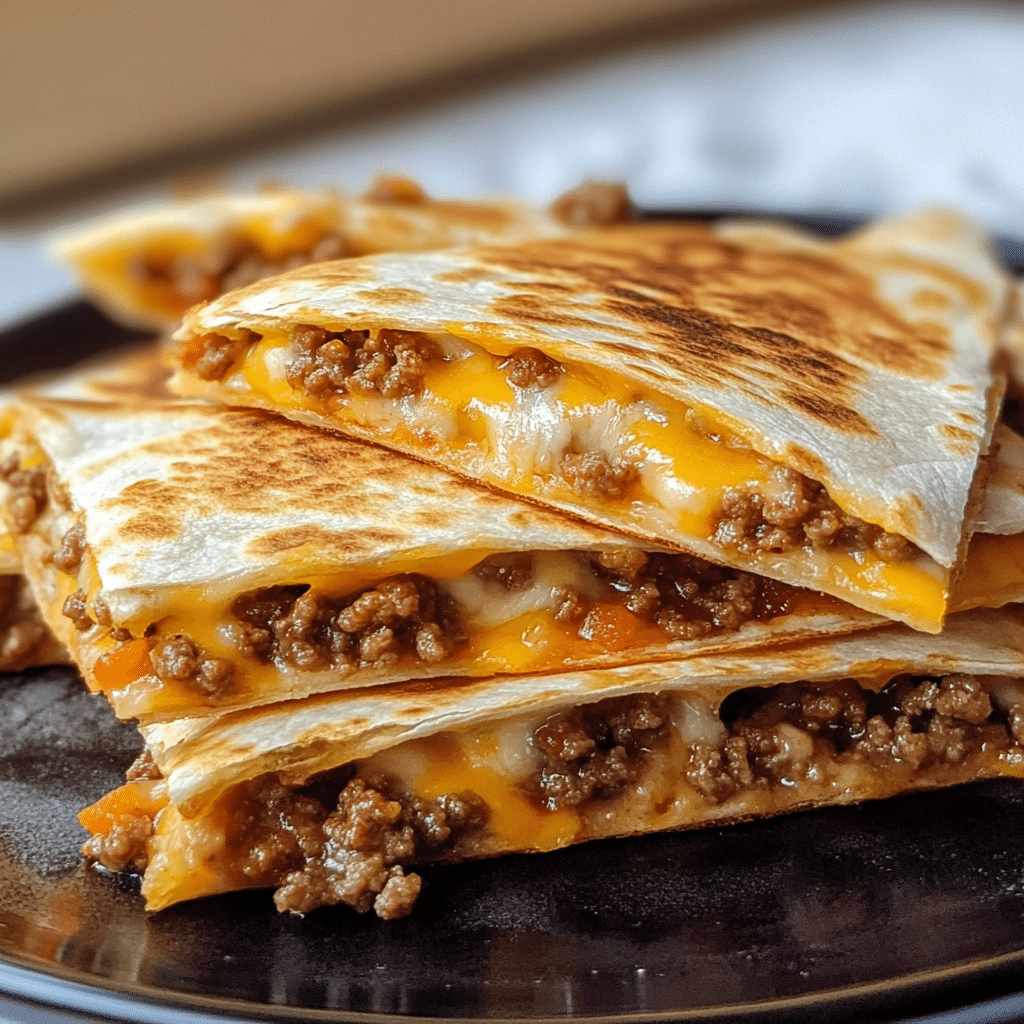 Cheesy Ground Beef Quesadillas