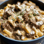 Creamy Garlic Beef Pasta
