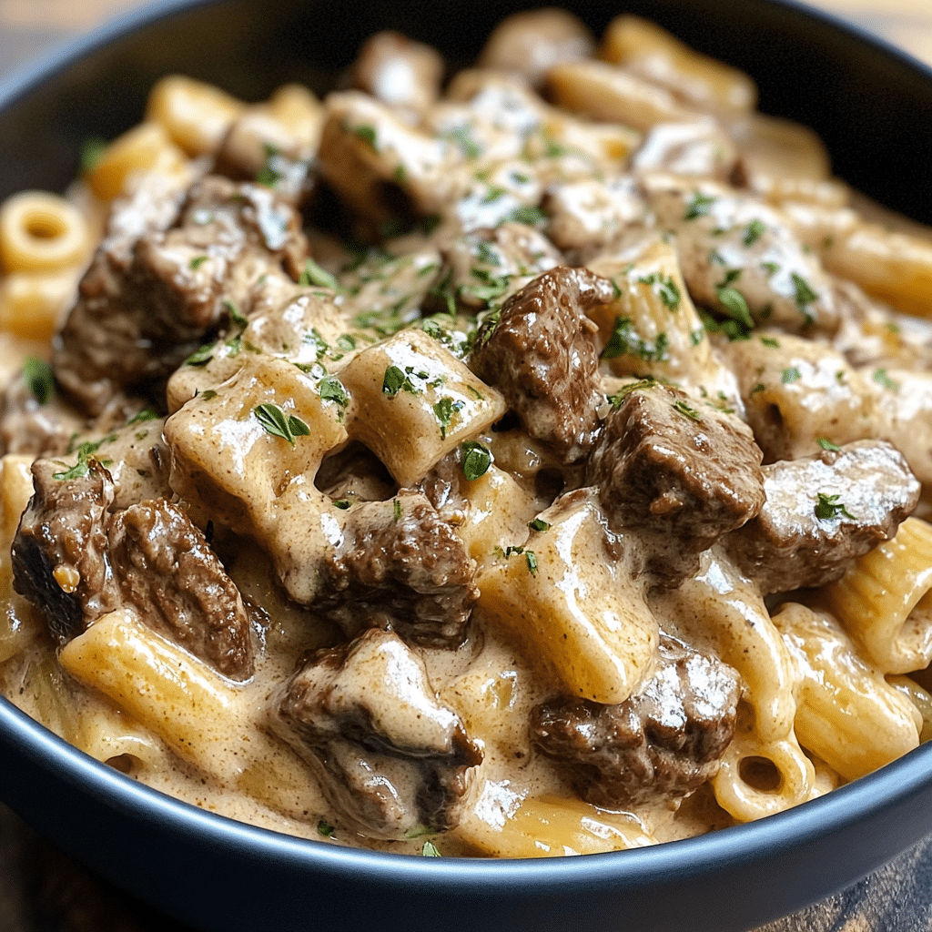 Creamy Garlic Beef Pasta