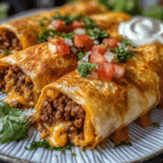 Crispy Beef and Cheese Chimichangas