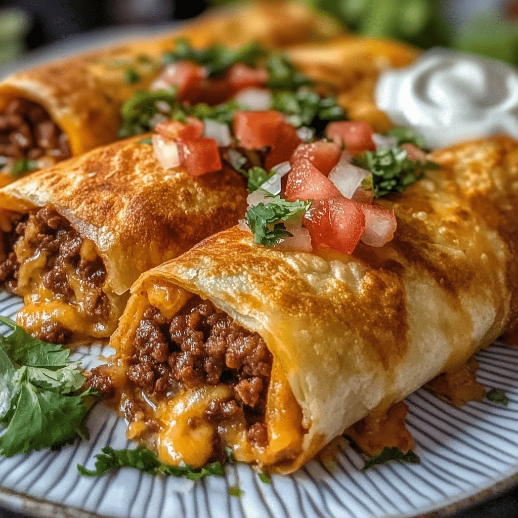 Crispy Beef and Cheese Chimichangas