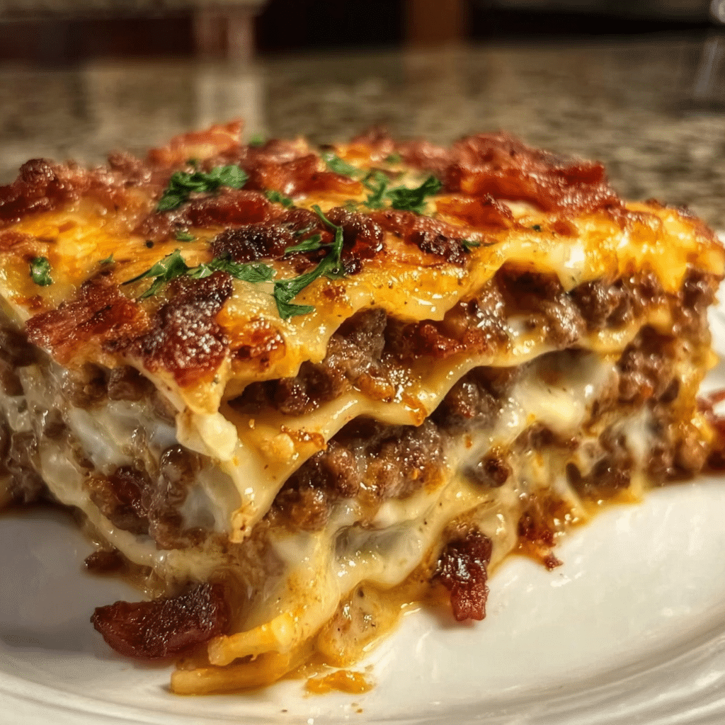 Delicious Bacon Cheeseburger Lasagna Recipe