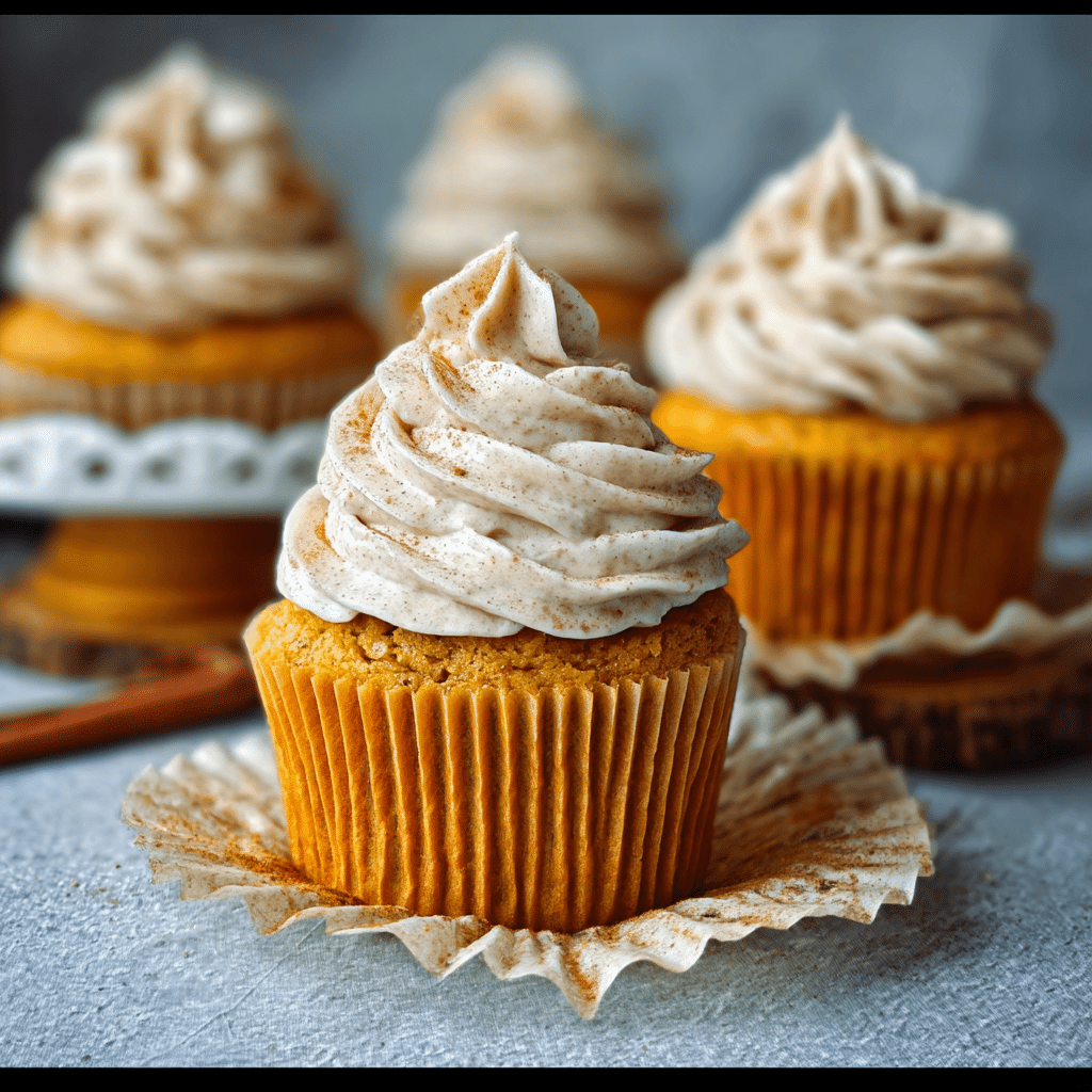 Pumpkin Cupcakes with Cinnamon Cream Cheese Frosting