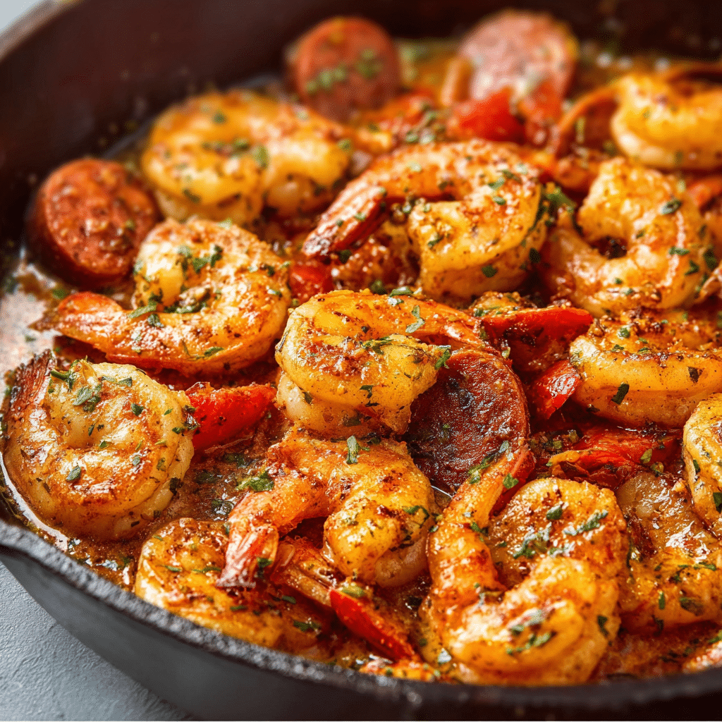 Spicy Shrimp and Sausage Skillet