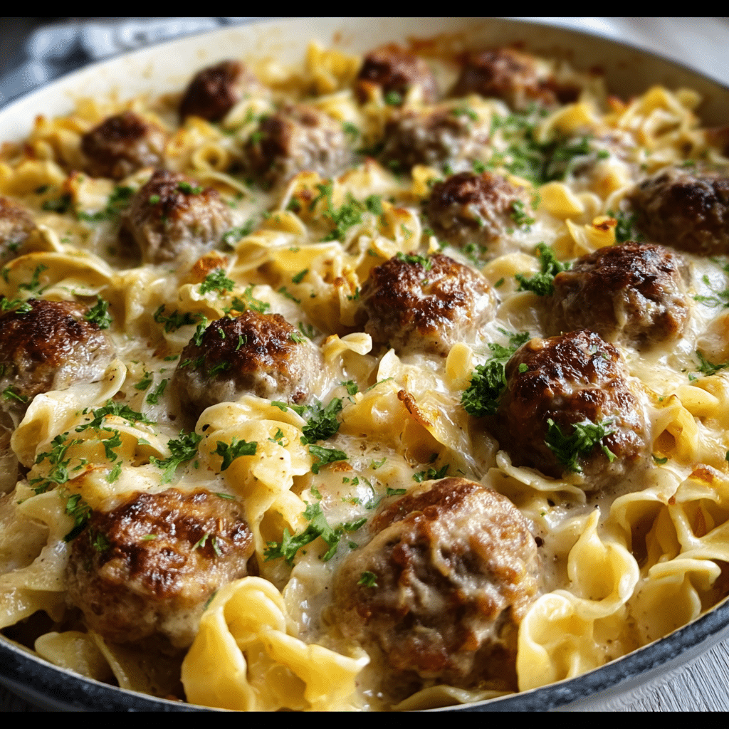 Swedish Meatball Noodle Bake