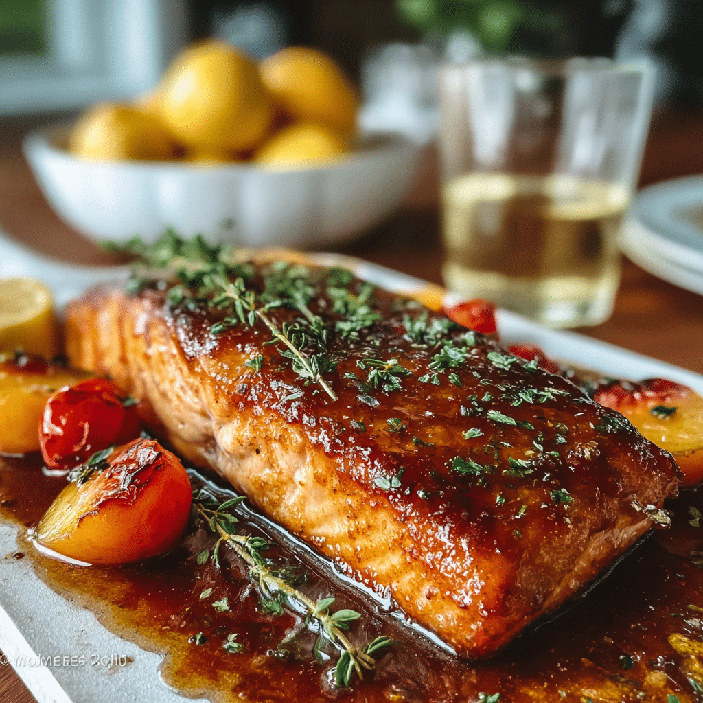 Sweet Bourbon Peach Salmon Recipe