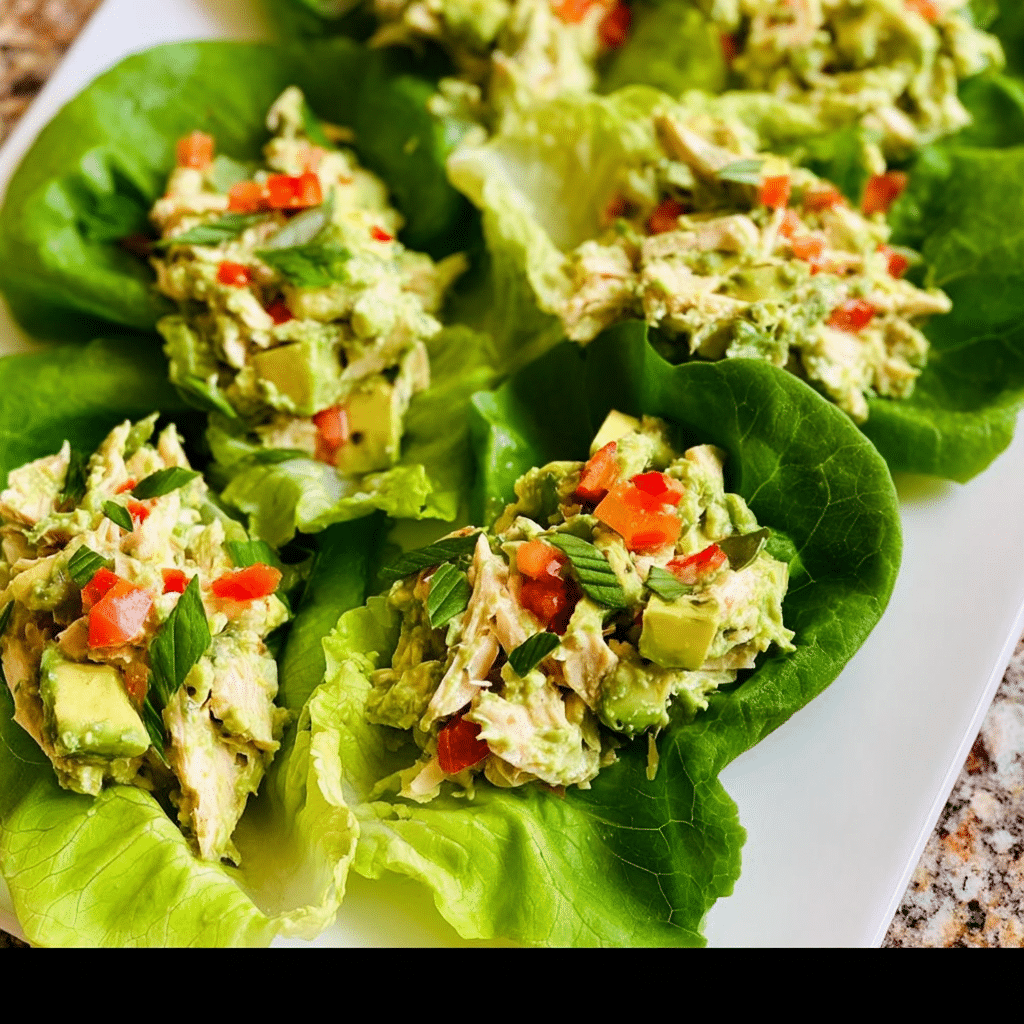 Avocado Chicken Salad Lettuce Wraps