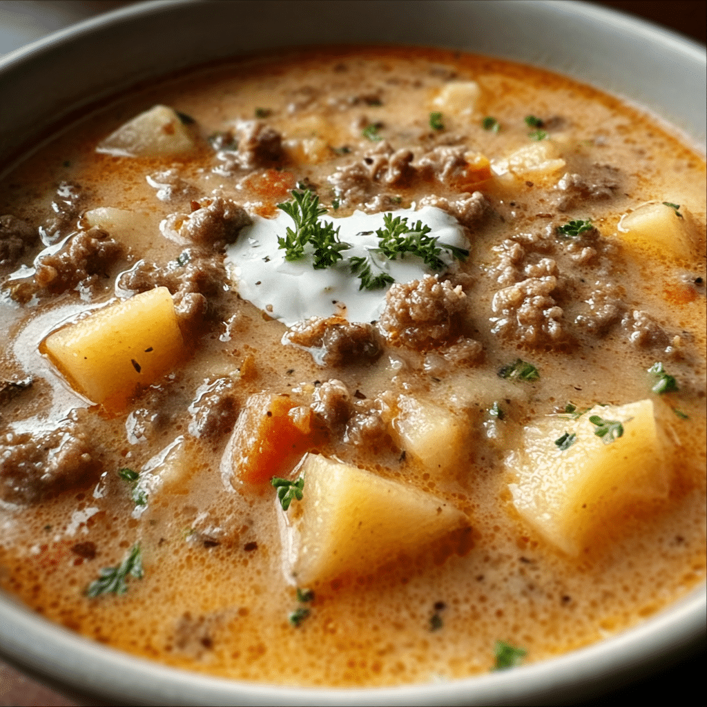 Potato & Hamburger Crockpot Soup
