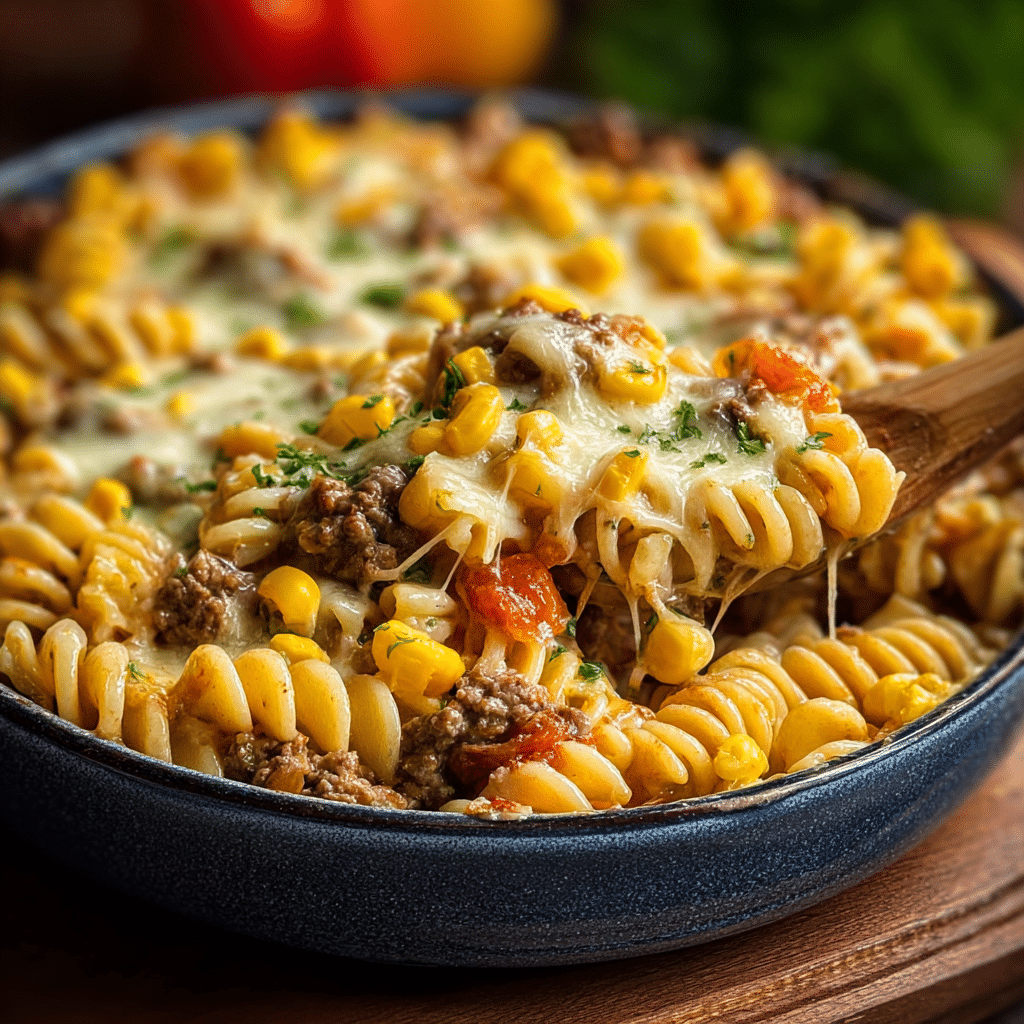 Ranch Rotini Bake with Beef and Corn