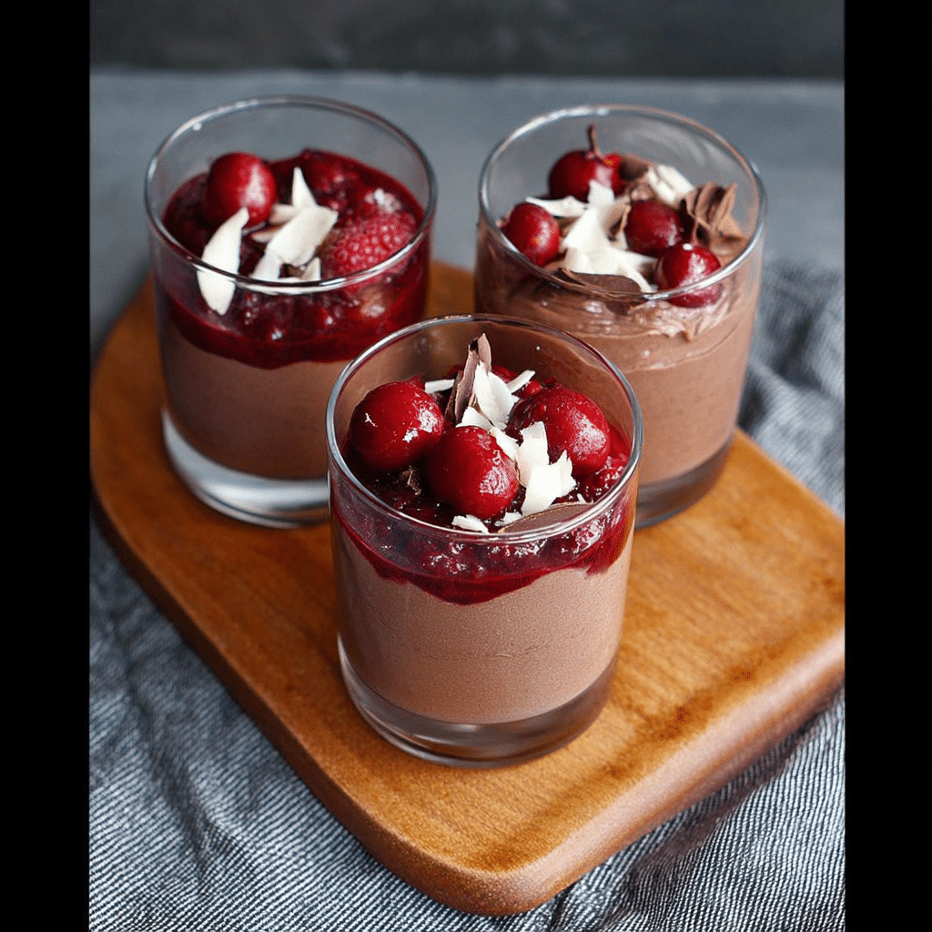 Vegan Chocolate Mousse with Raspberry Compote