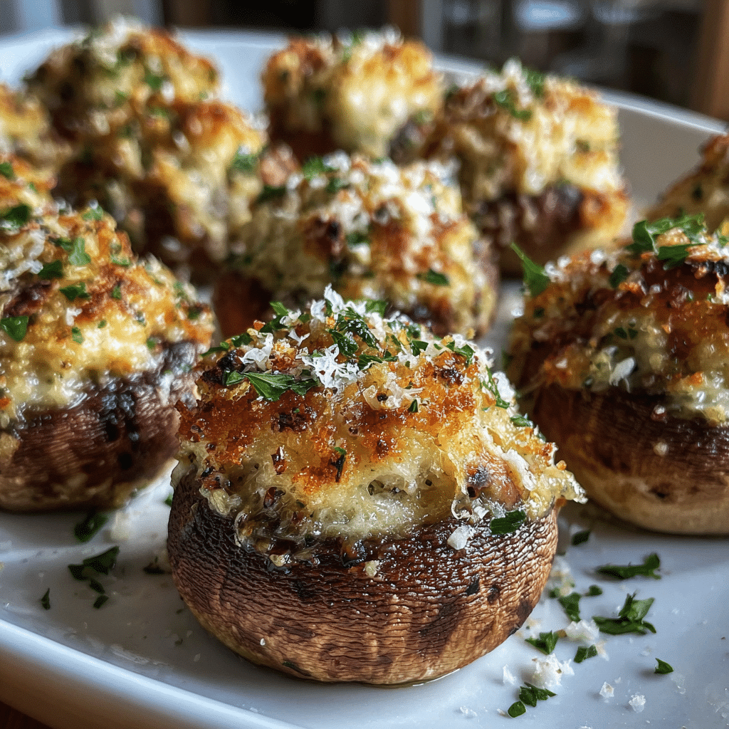 Baked Stuffed Mushrooms with Garlic and Parmesan