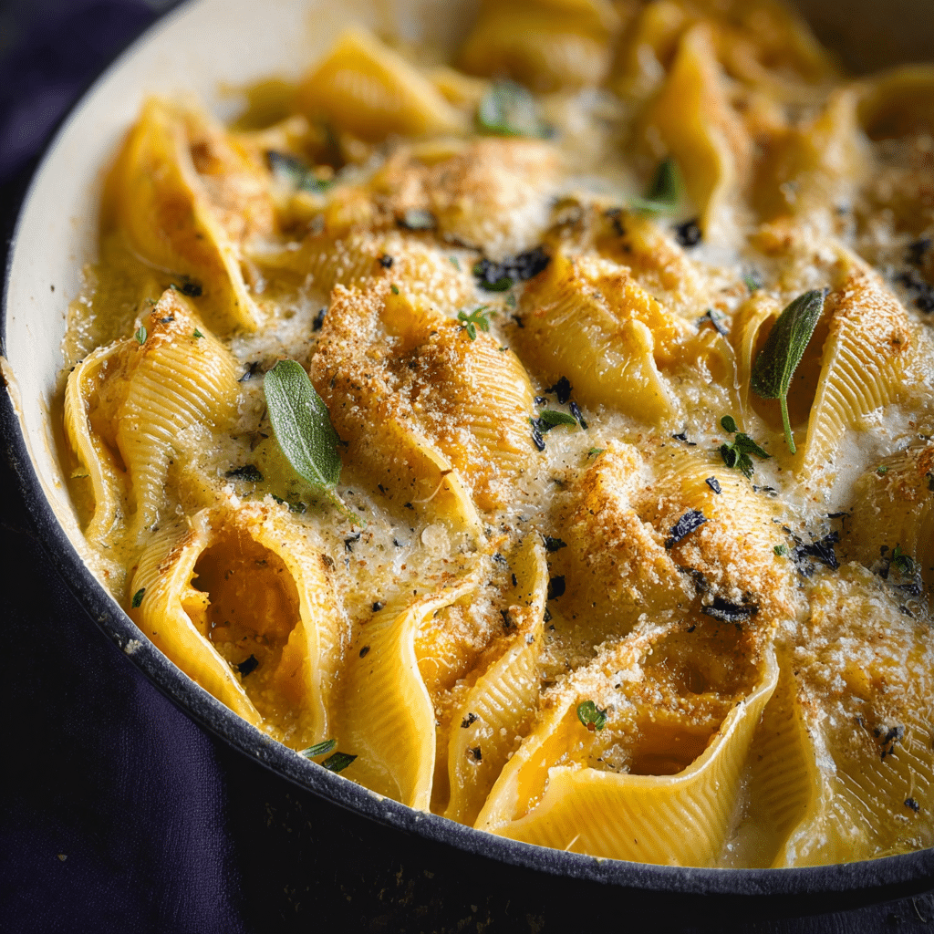 Butternut Squash Pasta Shells Baked Skillet