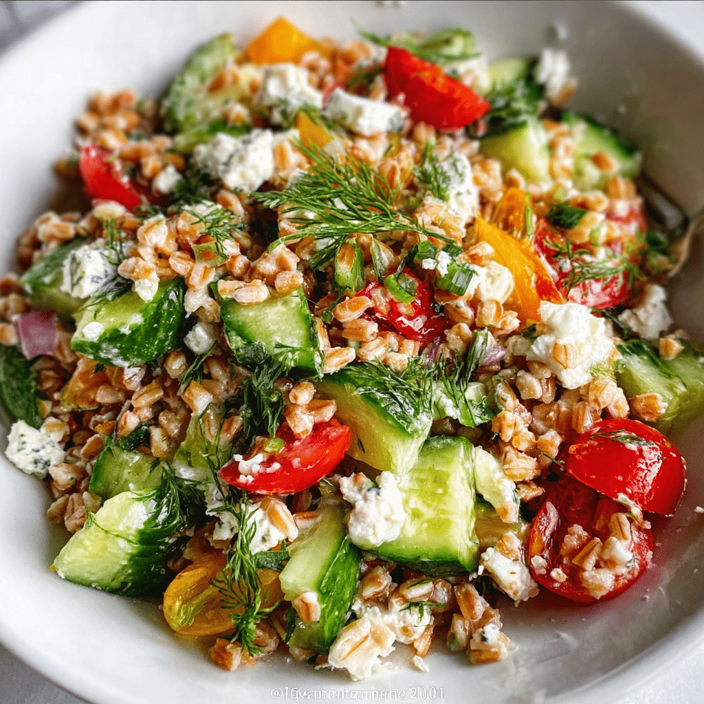 Farro Greek Salad with Feta and Dill