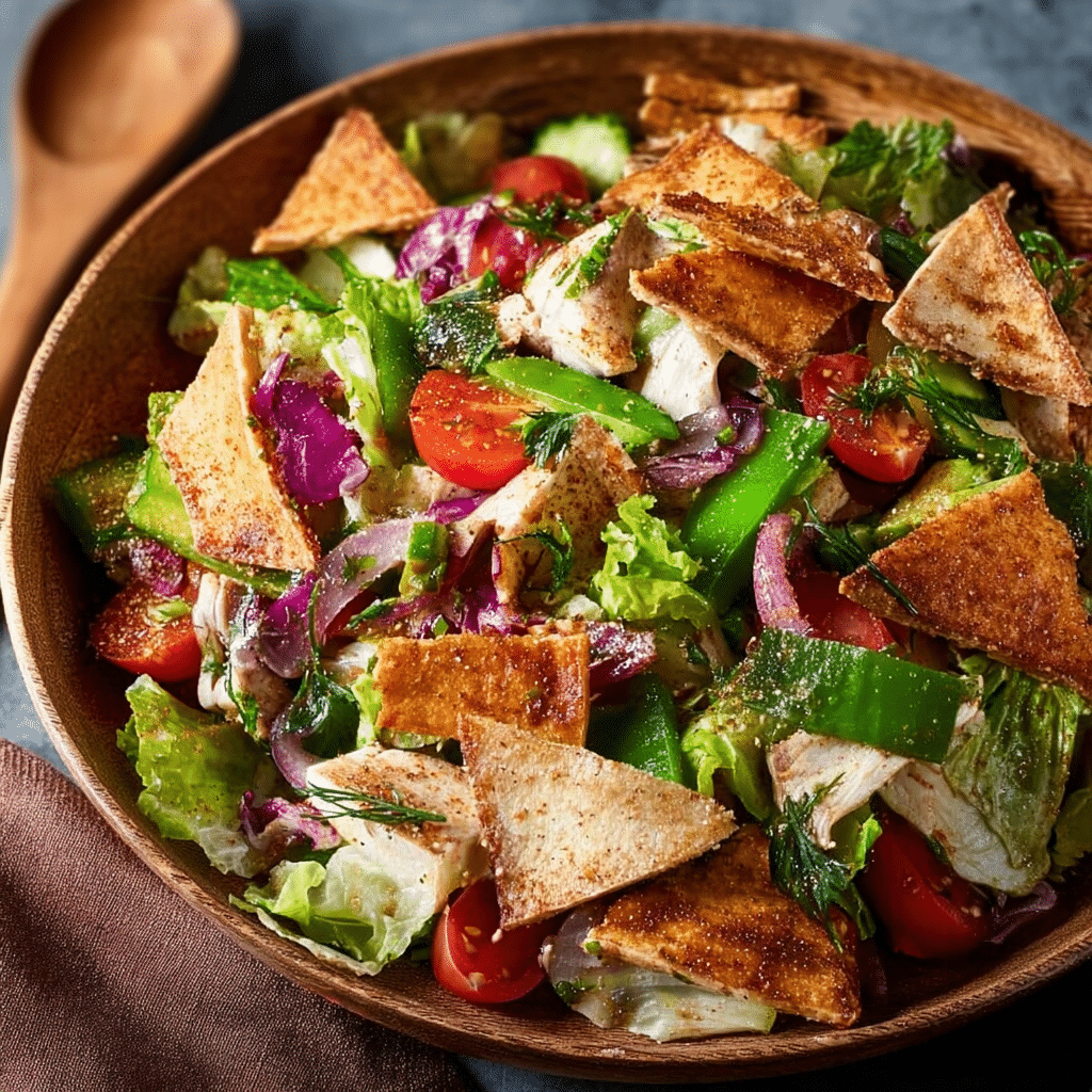 Lebanese Fattoush Salad with Crispy Pita Chips