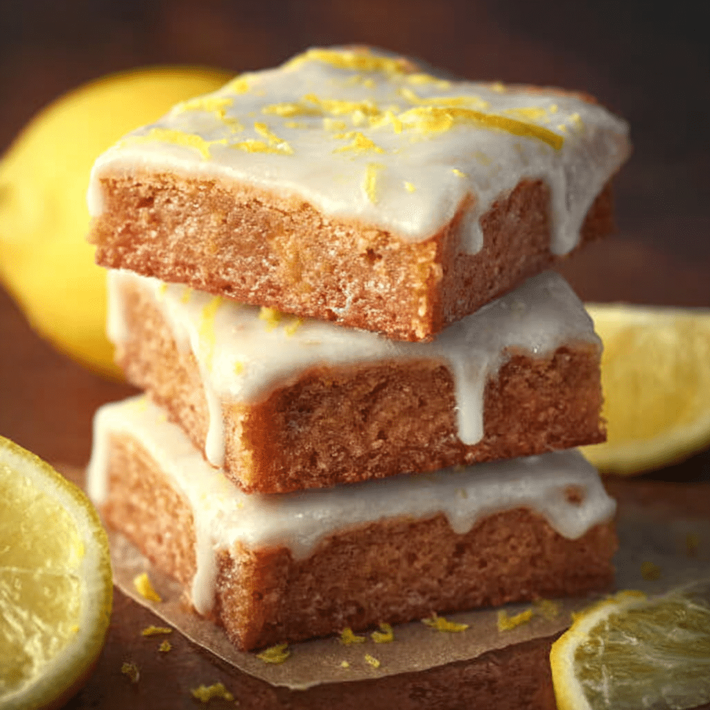 Lemon Brownies with Lemon Glaze