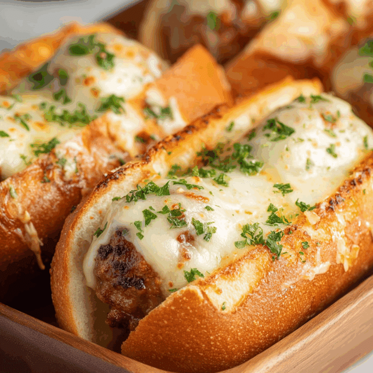 Meatball Subs with Cheese and Garlic Butter
