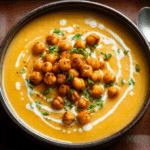 Smoked Gruyere Butternut Squash Soup with Spicy Chickpeas