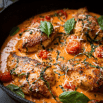Creamy Tomato Chicken Skillet with Fresh Parmesan
