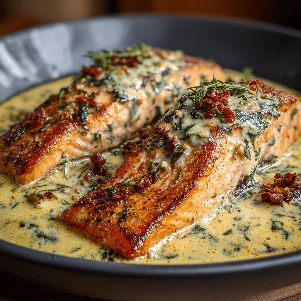 Creamy Tuscan Salmon with Garlic Butter Sauce