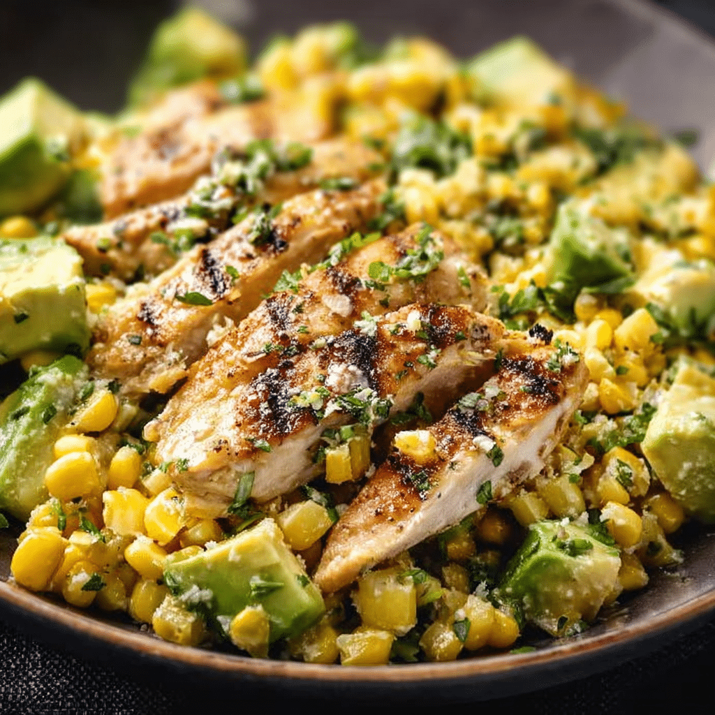 Grilled Chicken and Corn Salad with Avocado