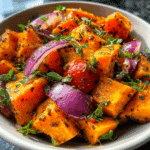 Roasted Sweet Potato Salad with Honey Dijon Dressing